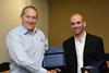 Barry Marson of Richardson’s Leisure receives his award from Barry Fower of Fischer Panda