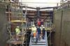 Visitors view the work in West Stockwith Lock’s spacious chamber from all levels – photo: Waterway Images