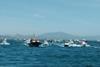 The 150 boat fleet toured The Rock of Gibraltar – photo: Michael Kent, Ocean Village Marina