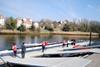 A lower freeboard has been used at Belfast Rowing Club
