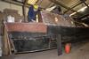 Work on the final finishing of ‘Keppel’ at Roger Fuller (Boat Builders) at Stone – photo: Waterway Images