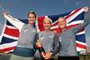 Sarah Ayton OBE flanked by her team mates