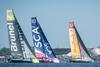 Abu Dhabi Ocean Racing, Team SCA and Team Brunel lead away from the Newport start – photo: Marc Bow/Volvo Ocean Race