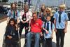 Geoff Holt surrounded by school children from Hamble Community Sports College, some of whom have various disabilities